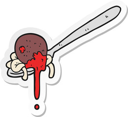 sticker of a cartoon meatball and spaghetti