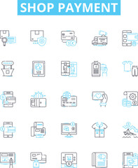 Shop payment vector line icons set. Payment, Shopping, Store, Buy, Debit, Credit, Checkout illustration outline concept symbols and signs