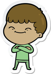 sticker of a cartoon happy boy