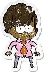 distressed sticker of a cartoon woman