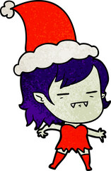 textured cartoon of a undead vampire girl wearing santa hat