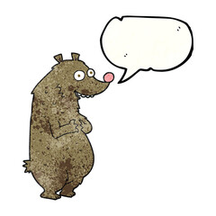 speech bubble textured cartoon bear