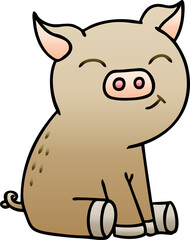 quirky gradient shaded cartoon pig
