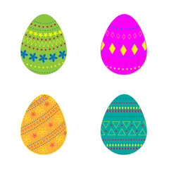 Vector colorful Easter eggs with pattern. PNG
