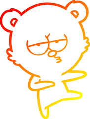 warm gradient line drawing bored bear cartoon dancing