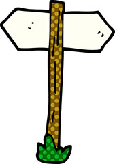 cartoon doodle painted direction sign posts