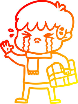 recommend clip art: warm gradient line drawing crying boy cartoon