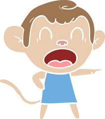 shouting flat color style cartoon monkey pointing