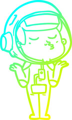 cold gradient line drawing cartoon confident astronaut
