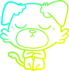 cold gradient line drawing cute cartoon dog