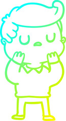 Obraz premium cold gradient line drawing cartoon aloof man considering