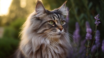Naklejka na ściany i meble Beautiful Siberian Cat. A Portrait of Grace and Adventure.