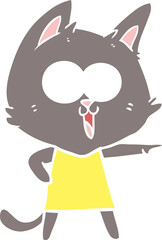 funny flat color style cartoon cat