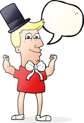 speech bubble cartoon celebrating man