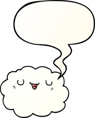 cartoon cloud and speech bubble in smooth gradient style