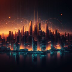 Future cities connected to big data.Concept Future city.Generative AI