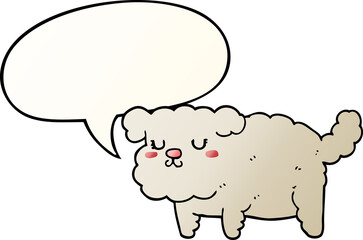 cartoon dog and speech bubble in smooth gradient style