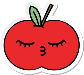sticker of a cute cartoon red apple