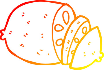 warm gradient line drawing cartoon sliced lemon
