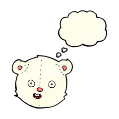 cartoon polar teddy bear head with thought bubble