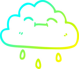 cold gradient line drawing cartoon happy rain cloud