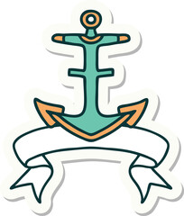 tattoo sticker with banner of an anchor © lineartestpilot