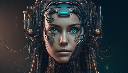 AI futuristic tech worker . Generative AI.