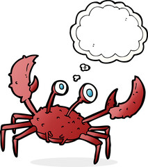 cartoon crab with thought bubble