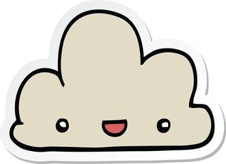 sticker of a cartoon tiny happy cloud
