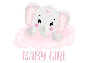 Baby girl pink cute elephant