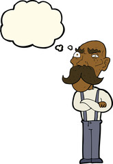 cartoon angry old man with thought bubble