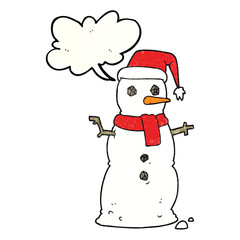 speech bubble textured cartoon snowman