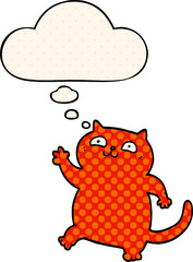 cartoon cat and thought bubble in comic book style