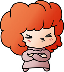 gradient cartoon of a cute cross kawaii girl