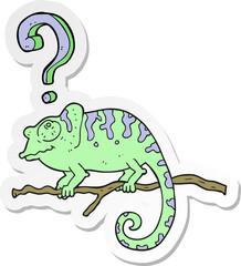 sticker of a cartoon curious chameleon