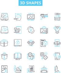 3d shapes vector line icons set. Polyhedron, cube, pyramid, cuboid, tetrahedron, octahedron, prism illustration outline concept symbols and signs