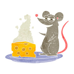 retro cartoon mouse with cheese