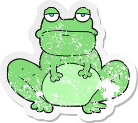 retro distressed sticker of a cartoon frog