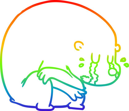 recommend clip art: rainbow gradient line drawing crying cartoon bear