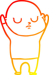 warm gradient line drawing cartoon bald man