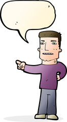 cartoon man pointing with speech bubble