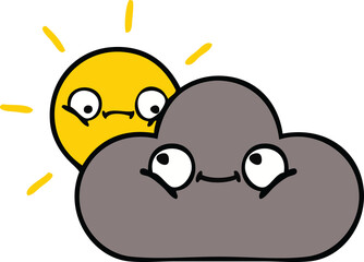 cute cartoon storm cloud and sun