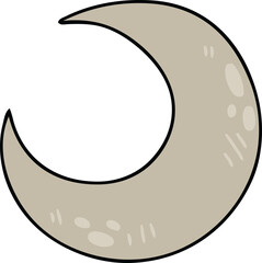 quirky hand drawn cartoon crescent moon