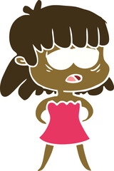 flat color style cartoon tired woman