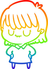 rainbow gradient line drawing cartoon woman