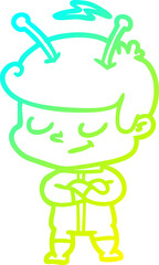 cold gradient line drawing friendly cartoon spaceman