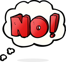 cartoon no symbol with thought bubble