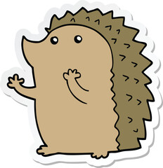 sticker of a cartoon hedgehog