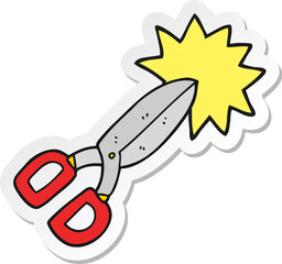 sticker of a cartoon scissors