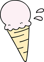 quirky hand drawn cartoon vanilla ice cream